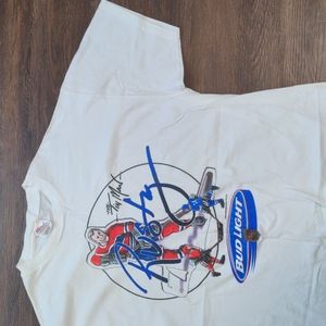 RARE Vintage 90s Bud Light Men's XL White Bubble Hockey Shirt